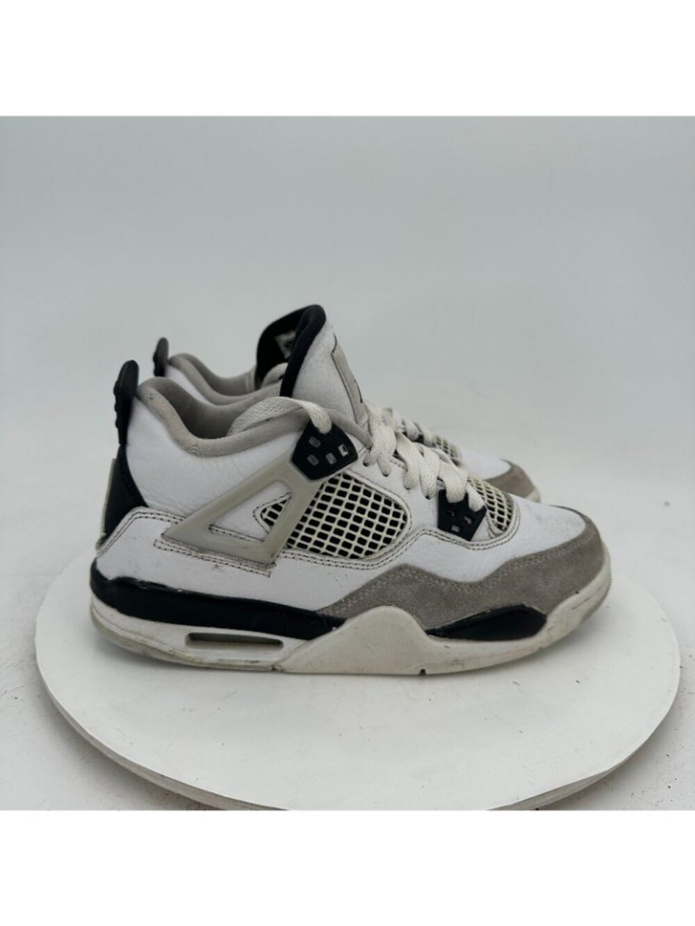 Nike Air Jordan 4 Retro Youth Size 5Y Women 6.5 408452-111 Military Black Shoes - Picture 4 of 10